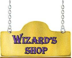 Wizard's Shop golden sign